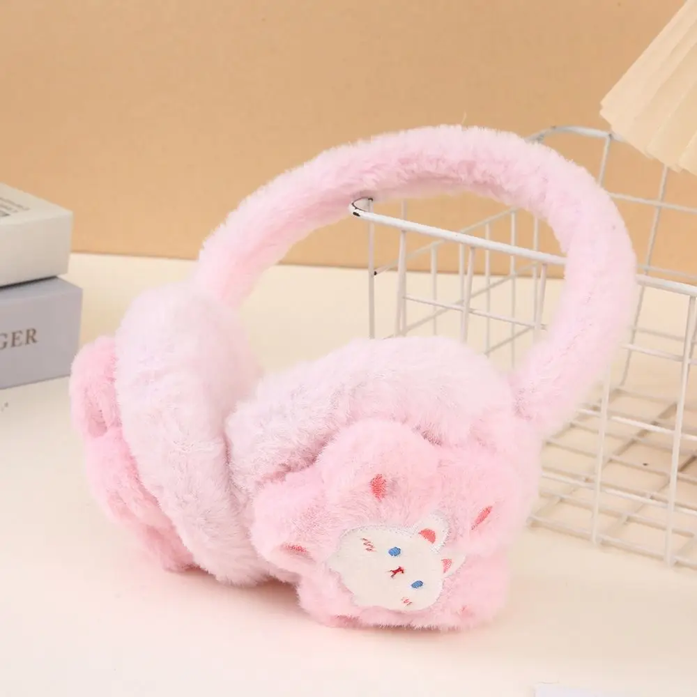 Soft Faux Fur Cartoon Flower Earmuffs Skin-Friendly Windproof Faux Rabbit Fur Ear Warmers Thermal Lining Floral Pattern