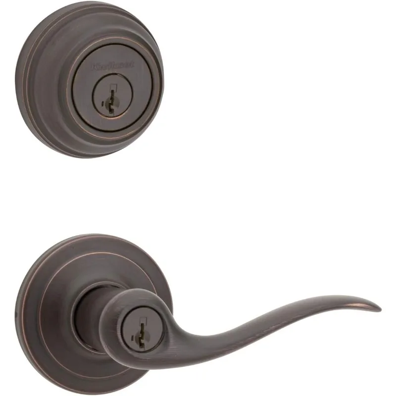 

991 Tustin Entry Lever and Single Cylinder Deadbolt Combo Pack featuring SmartKey in Venetian Bronze (99910-041)