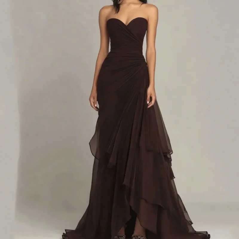 

Luxurious Women's Prom Dresses for Special Occasions Strapless Luxury Prom Dress Layered Wedding Party Dress Customized