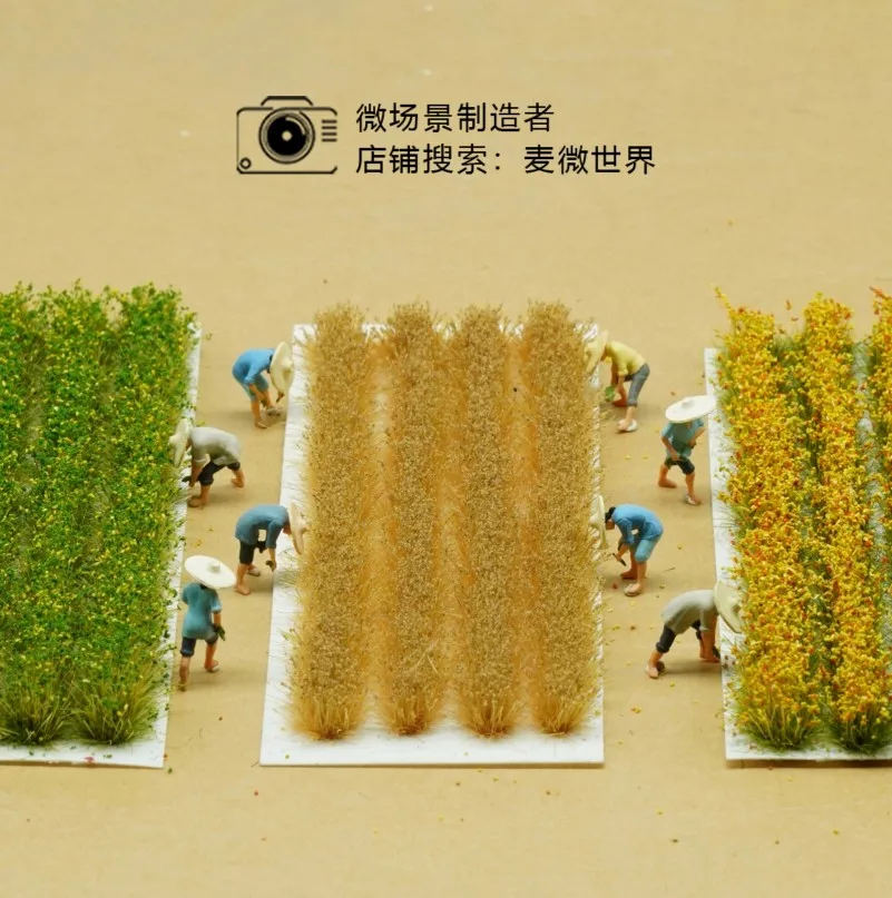 Rice Field Scene Figures Model Simulation Wheat Grass Turf Farmer Transplant Rice Seedlings Plant 1:87 Sand Table Miniature Toys