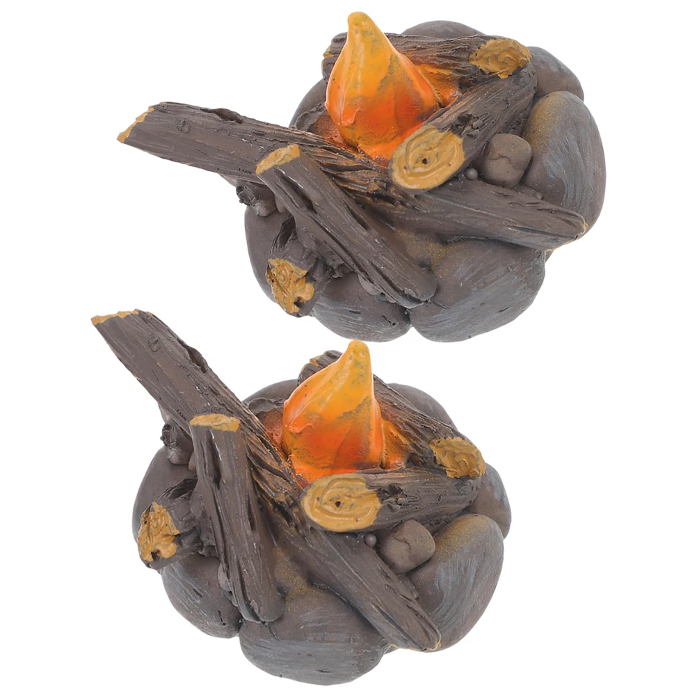 

2Pcs Micro Landscape Ornament Dollhouse Miniature Bonfire Fake Fire Decorations Resin Campfire Christmas Landscaping Toy