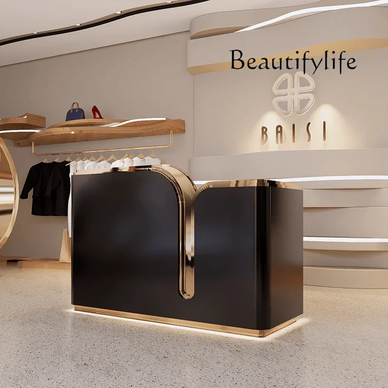 Stainless Steel Clothing Store Cashier Cabinet Simple Modern Beauty Salon Bar Barber Shop Reception Desk