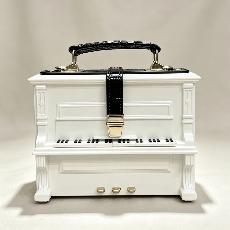 Women Piano Shape Acrylic Box Bag Shoulder Crossbody Hard Case Small Square Handbag Stylish Purse