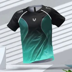 Summer Outdoor Fitness Sportswear Round Neck Short-Sleeved Men's T Shirt Pattern Printing Tops Gym Quick-Drying T-Shirts
