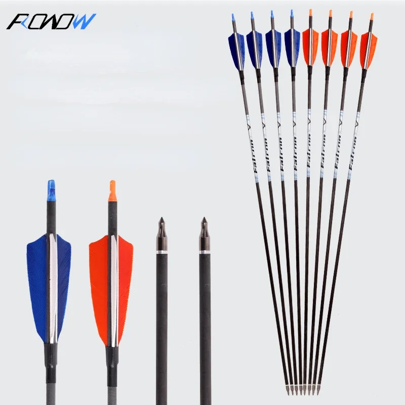 

ROWOW Wholesale Real Feather Carbon Arrows Composite Recurve Archery Turkey Feathers Multi-color