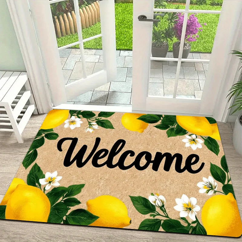 VIKAMA Bright Lemon Sunflower Printed Door Mat Welcome Carpet For Living Room Bathroom Rugs Home Decor Entrance Mat Floor Mat