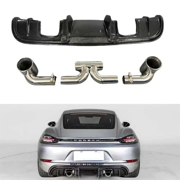 

2017-Up forPorsche 718 Cayman for GT4 Style Body Kit Carbon Fiber Rear Lip & Diffuser Perfect Fit Exhaust Upgrade New Condition