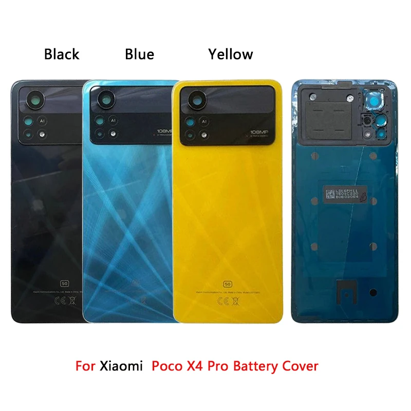 For Xiaomi Poco X4 Pro Battery Cover Back Glass Panel Rear Housing Case For Xiaomi Poco X4 Pro Battery Cover