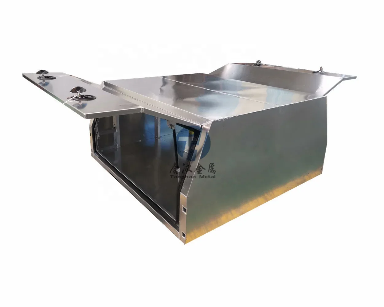 waterproof marine grade aluminum flat alloy plate ute canopy 1800*1780*860mm with whale tail handle lock and 3 door(lid)