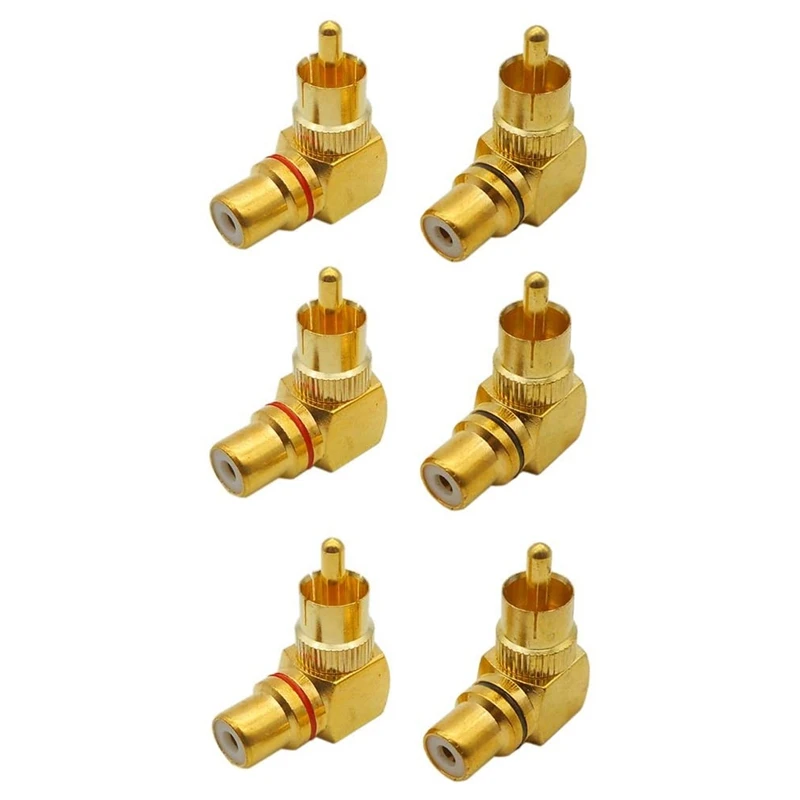 Copper Gold-Plated L-Shaped RCA 90-Degree Male And Female Adapter Wall-Mounted Signal Line Adapter