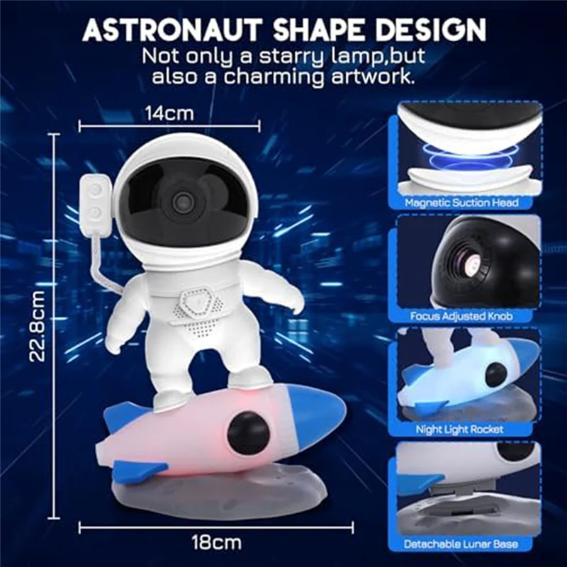 4K HD Star проектор Galaxy Light, проектор Galaxy Astronaut для спальни, ночник, подарки для детей и взрослых, прочный