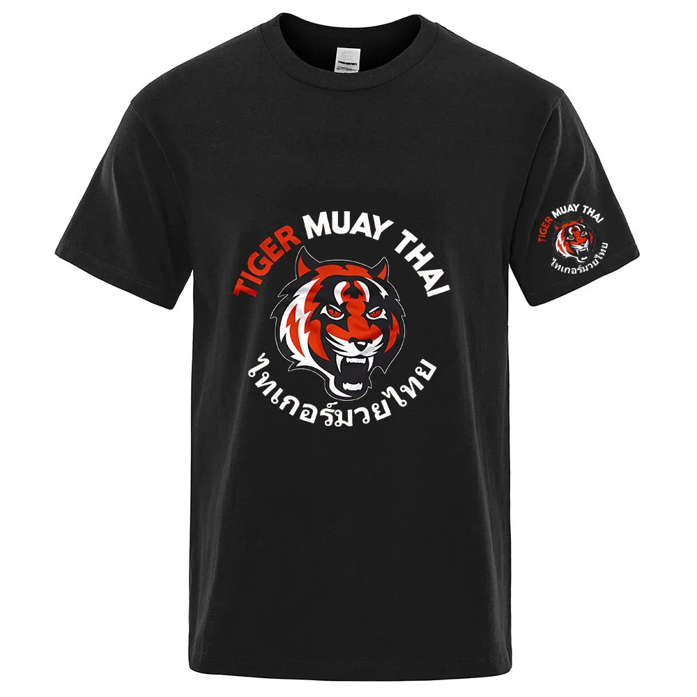 Tiger Muay Thai Kick Boxing Men's Pattern T-Shirt Casual Short Sleeve Round Neck Eye-catching Print All-season Comfort Machine