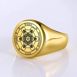 Dreamtimes Archangel Metatron Angel of Life Seal Solomon Punk Ring for Men Hegemony Stainless Steel Jewelry Fall Angel Rings