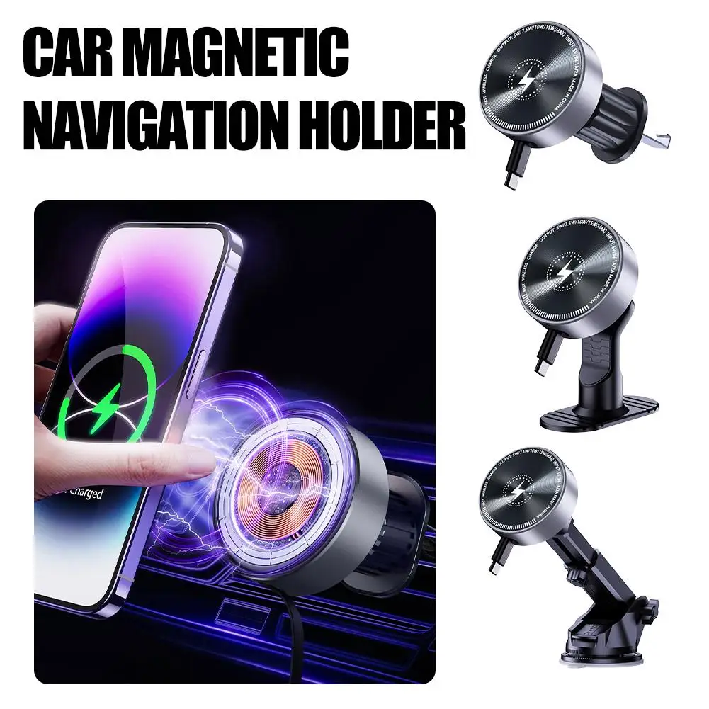 

Магнитное беспроводное зарядное устройство для автомобиля 15 Вт, адаптер для крепления на воздуховод, держатель для телефона для iPhone 12 13 14 15 S2Y0