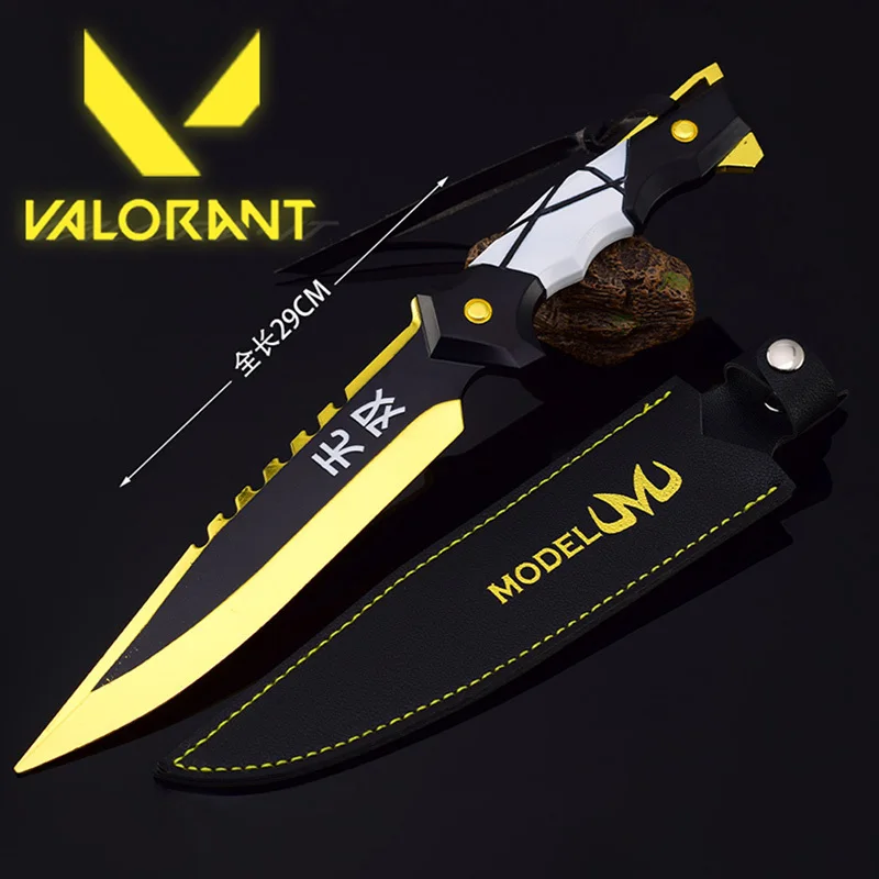 30cm Valorant Reaver No Man'S Land Knife Weapon Uncut Weapon Alloy Metal Sword Weapon Model Holster Decoration Toy Gift For Boys