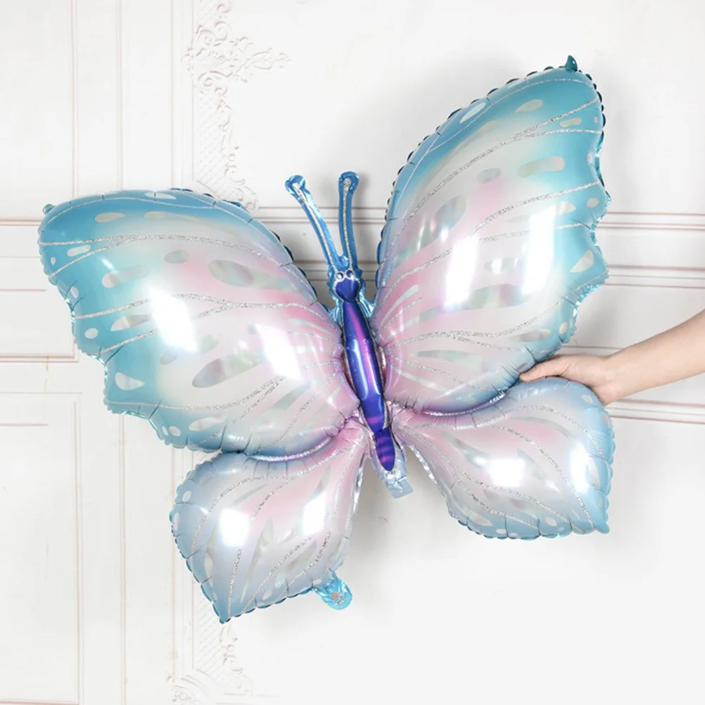 

5pcs Blue Butterfly Foil Balloons Aluminum Decoration for Birthday Party Baptism Photo Props Insect Shaped Balloons