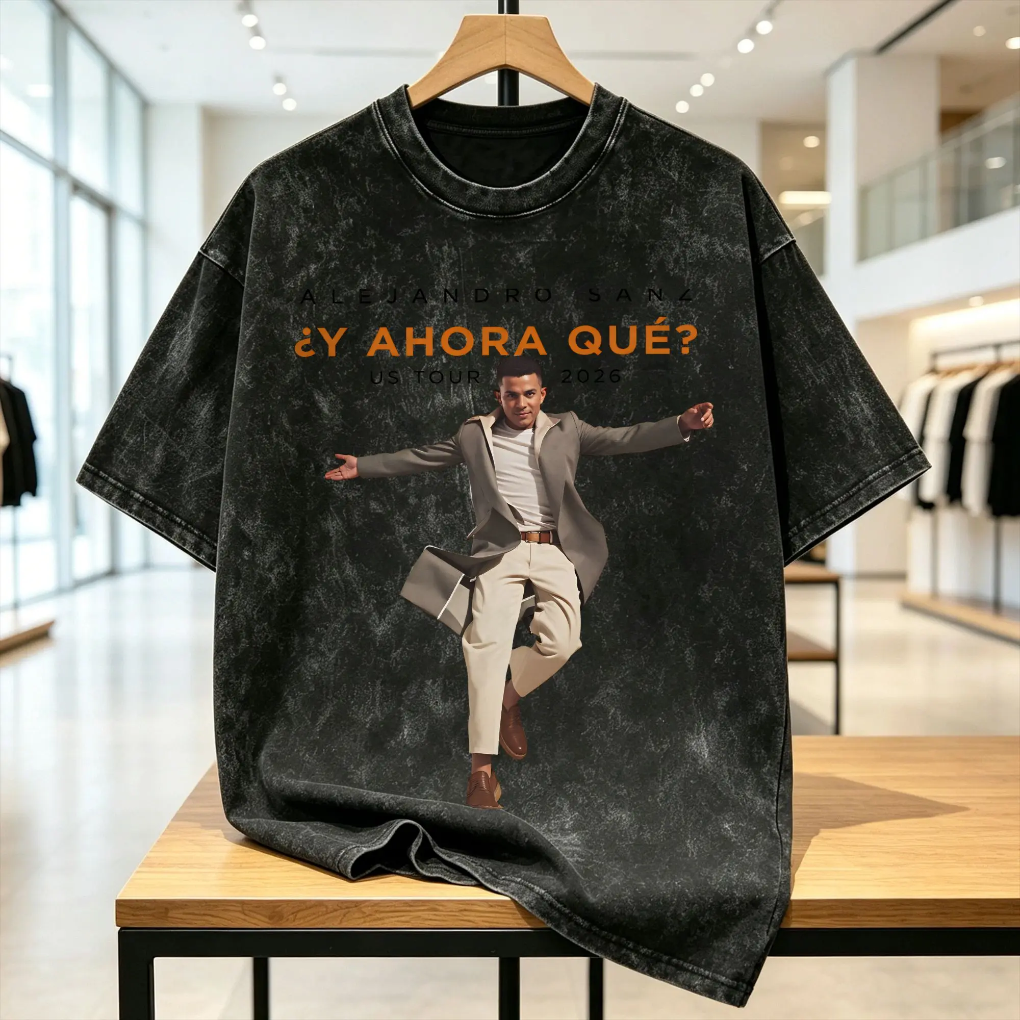 Alejandro Sanzs Washed T Shirt Men Spanish 2026 Tour Y2K Classic Casual T-Shirts Summer O Neck Tee Shirt Simple Oversized Tops