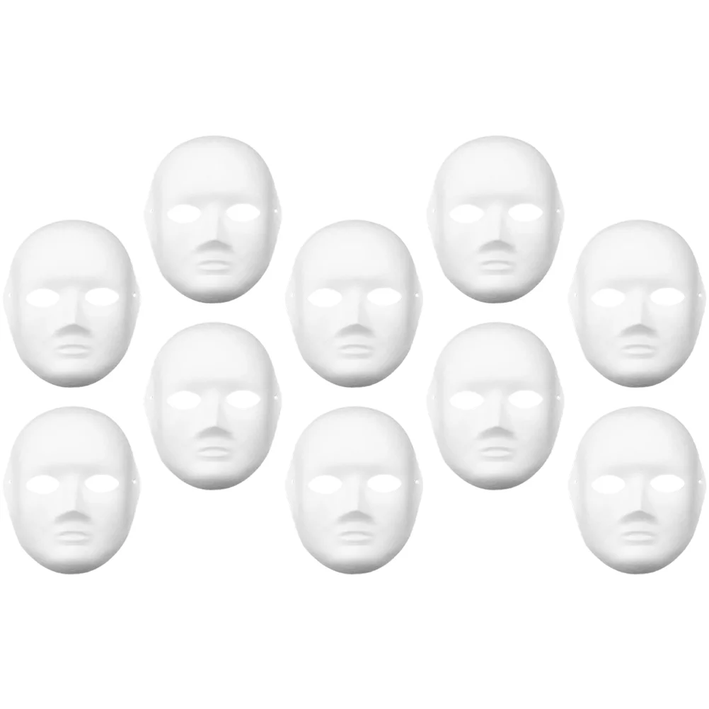 

10pcs White Pulp Blank Mask Set Unpainted Paper Face Masks for Masquerade Party Props Lightweight Comfortable for Masquerade