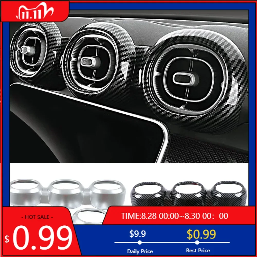 

Interior Stickers For Mercedes Benz C Class W206 S206 C200 C220 C300 2022 2023 Car Dashboard AC Air Outlet Vent Ring Frame Cover