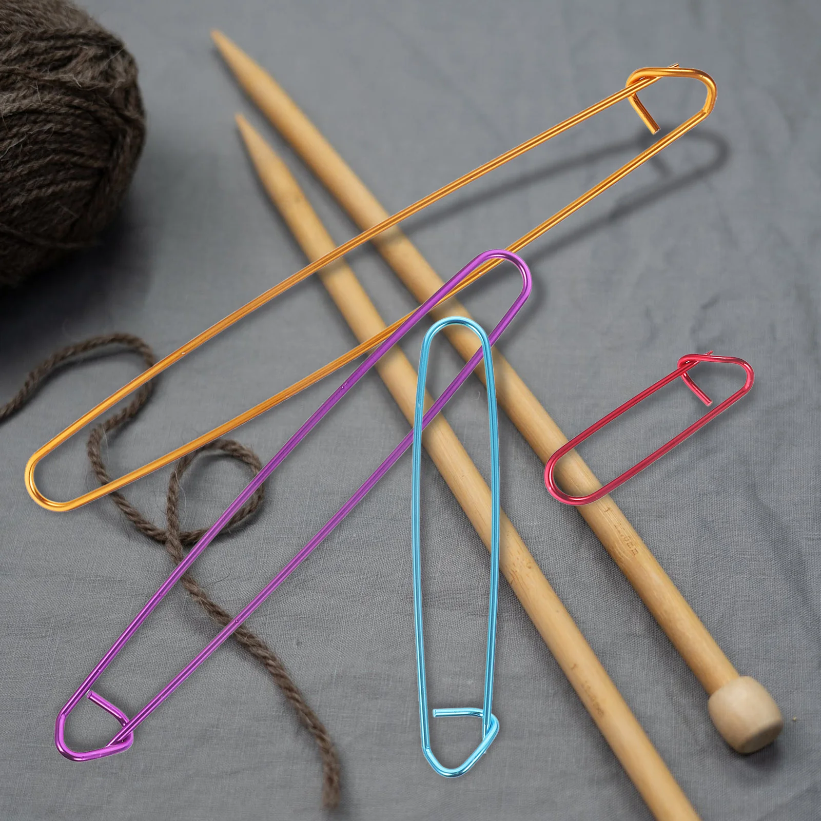 

12Pcs Yarn Stitch Holders Set Aluminum Knit Crochet Assorted Sizes Bright Colors Safe Lock Design for Various Knitting Projects