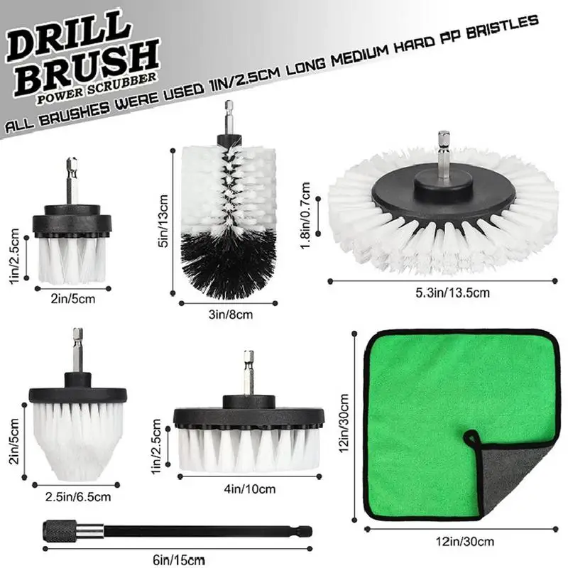ドリル用電動ブラシ,延長延長アタッチメント付きカーデタンリングキット