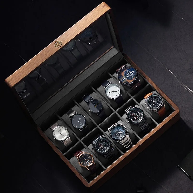 Solid Wood Watch Storage Box Luxury Men Mechanical Wrist Watches Organizer Display Boxes Bracelet Watches Packaging Accessories