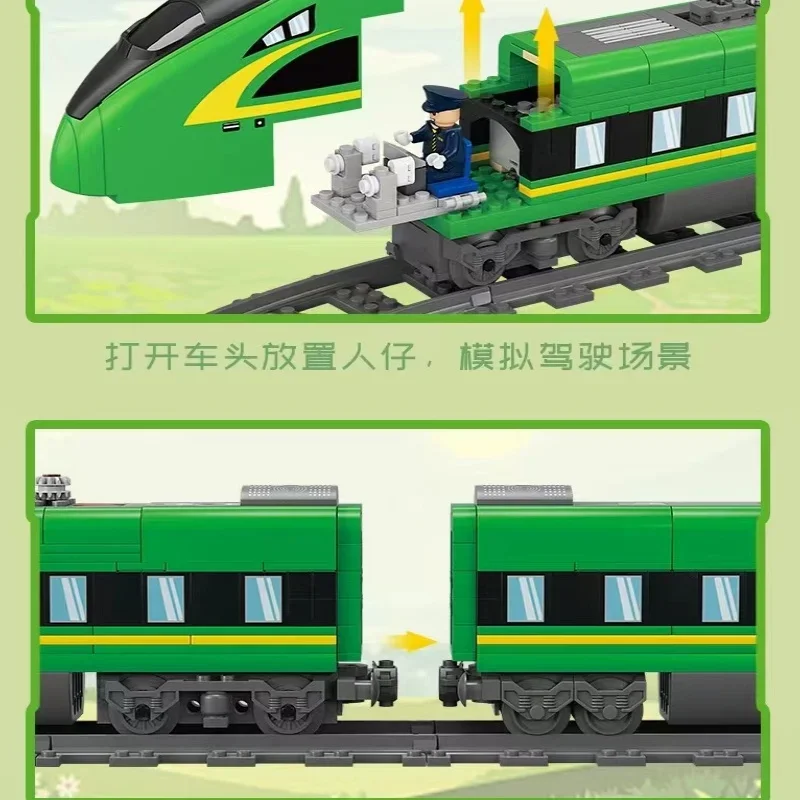 Stadt Elektrische LED High Speed Rail Modell Blöcke Eisenbahn Zug Eisenbahn Track Gebäude Ziegel Stimme Ideen Tech Spielzeug Kinder Geschenke