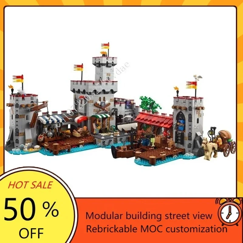 2560PCS Medieval Seaside Market Hot City MOC Puzzle Creative StreetView Architecture Model Birthday Assembly Toy Christmas Gift