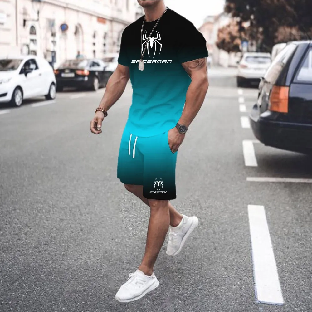 2024 new men\'s sportswear short sleeved T-shirt and sports shorts summer fashion casual jogging pants set men\'s two-piece set