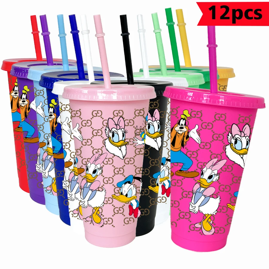 

12 pcs/pack Disney, Donald Duck, Goofy Dog 26oz colorful plastic tumbler birthday party drinking utensils juice coffee cup
