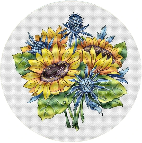 

Cross Stitch 14CT Ecological Cotton Threads Embroidery Home Decoration Hanging Letter Flower 20098 San Duo Sunflower 2