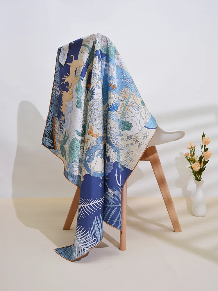 

Pure Silk Scarf 90CM Herms Rolled Edges Shawls Scarves Luxury Head Bag Decoration Christmas Gift Clothing Accessories