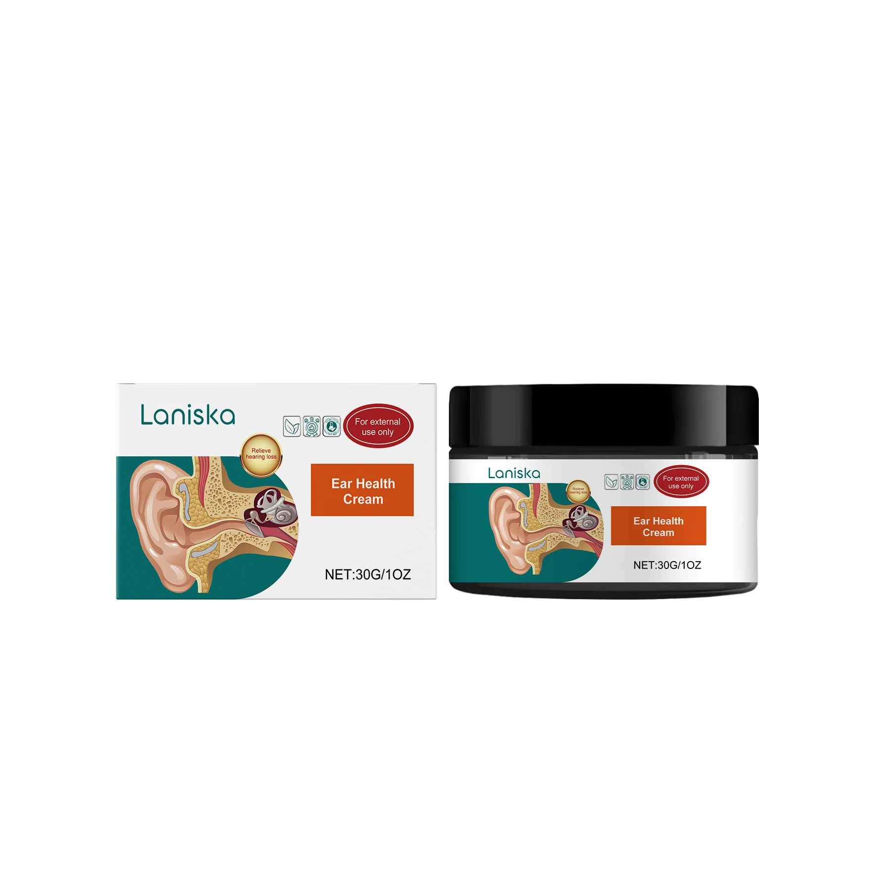 Laniska Ear Ringing Relief Cream Alleviate Deafness Relieve Tinnitus Discomfort Earache Itchy Prevent Hearing Loss Earwax 30g