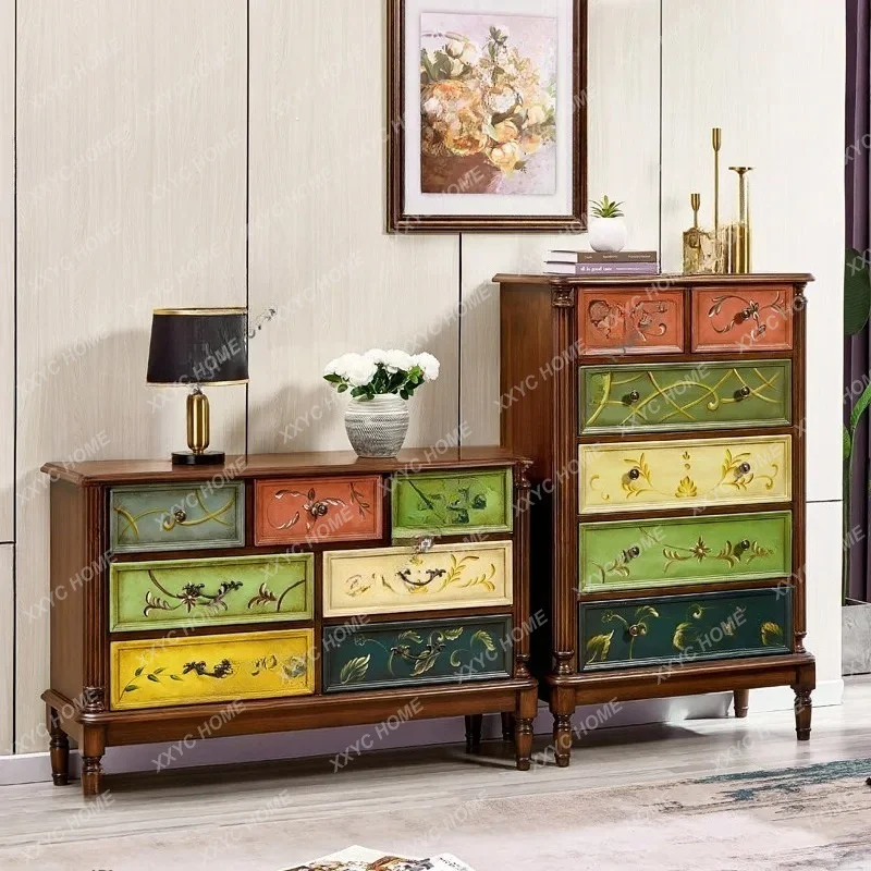 X vintage solid wood dining side bedroom simple storage cabinet living room against the wall  fashion