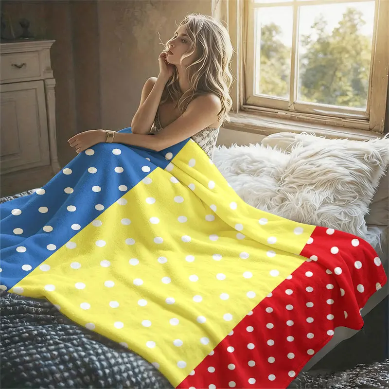 Primary Polka Dots Flannel Blanket Warm Soft Halloween Christmas Decorative Couch Warm Cozy All-Season Gift