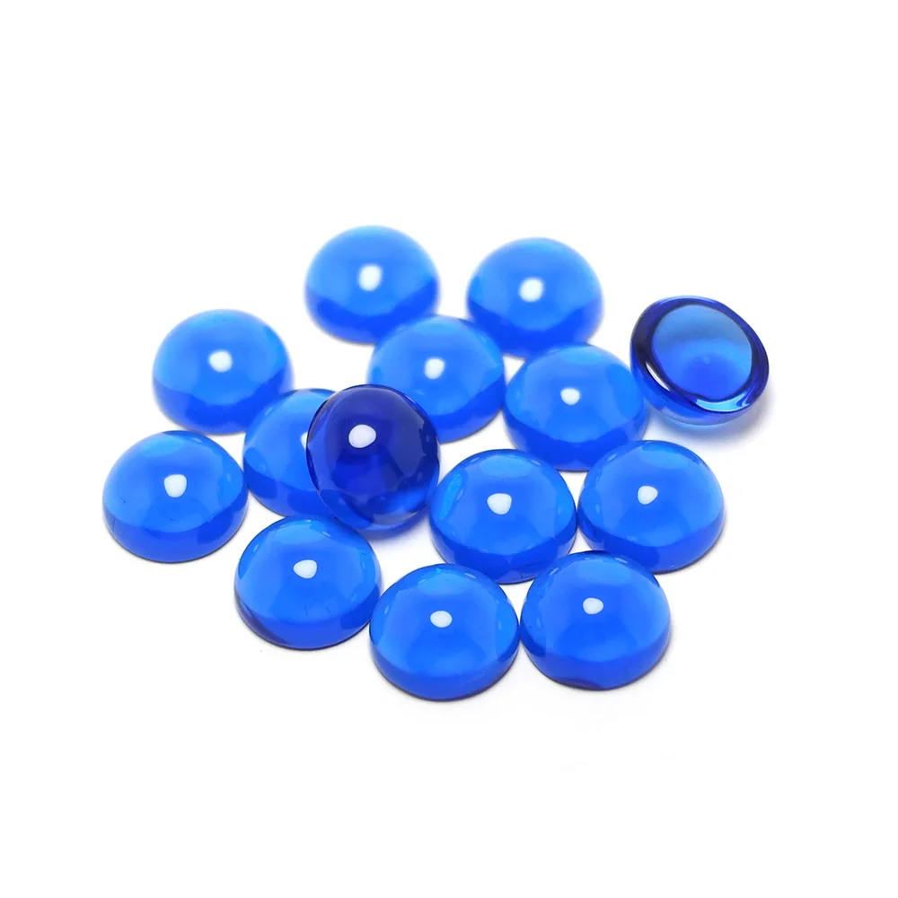 20pcs Blue Transparent Glazed Stone,Cabochon 12mm Round Polished Flat Back Stone,Jewelry Necklace Making,Accessories For Earring