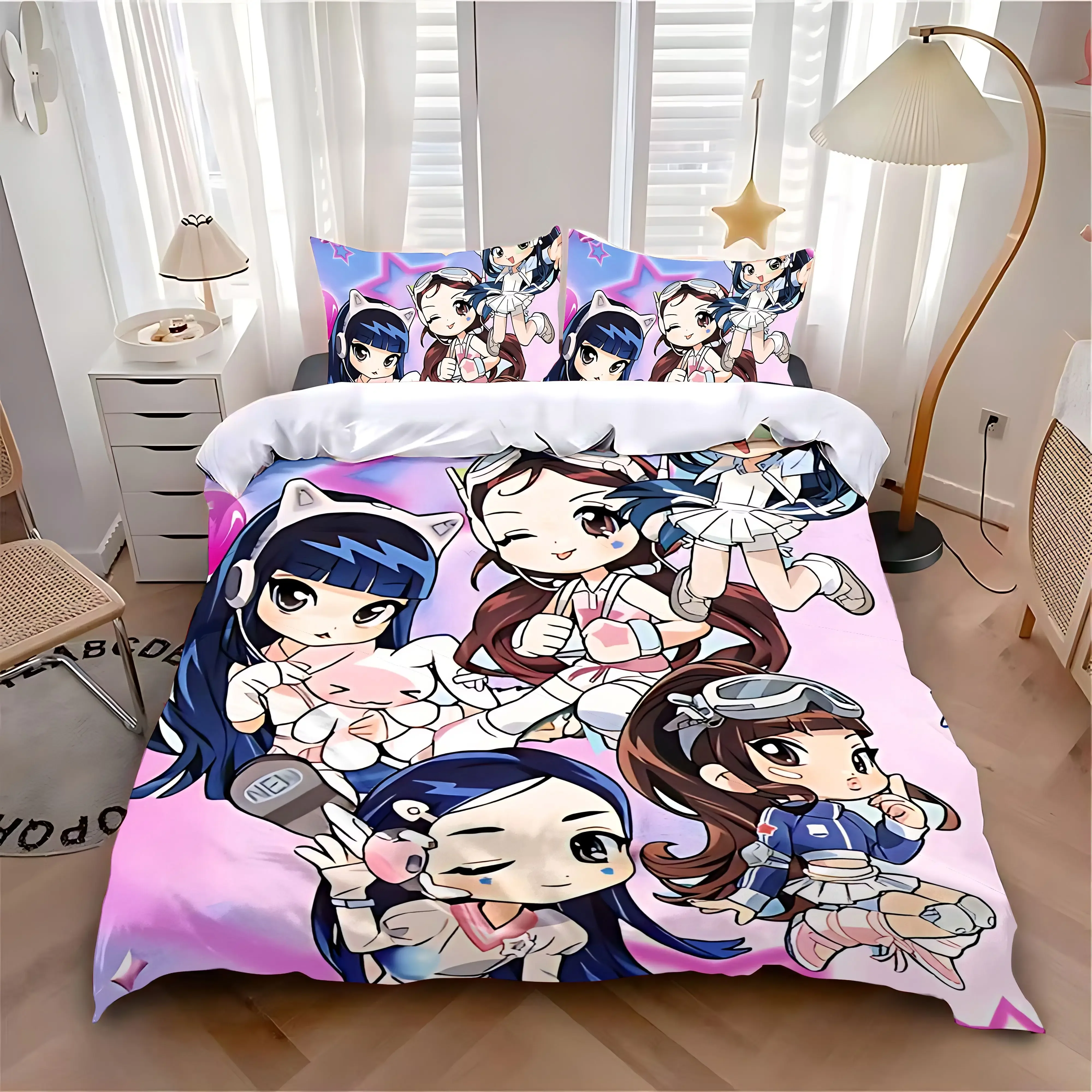 

Пододеяльник, наволочка, комплект постельного белья, хит продаж, K-pop N-New J-Jeanses для взрослых, украшение для спальни для мальчиков и девочек, детский одинарный, двойной, большой размер