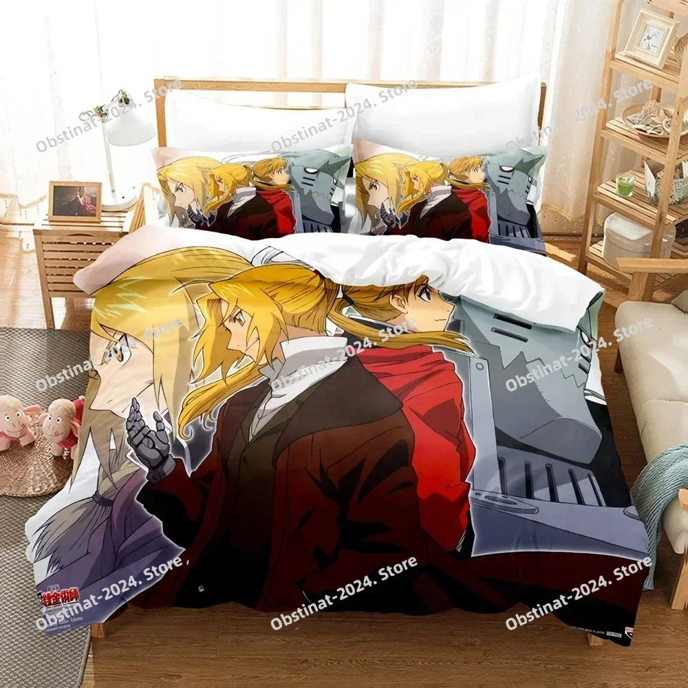 Anime Fullmetal Alchemist 3D Printing Comforter Bedding Set,Duvet Cover Quilt Cover Pillowcase,King Queen Size Bedding Set Kid