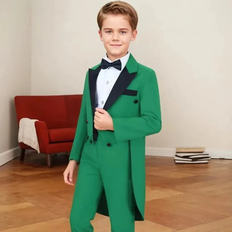 

Kids Suits Tailcoat for Boys 2-18 Years 2 Pcs Gentleman Tuxedo Wedding Birthday Formal Child Double Breasted Jacket with Pants