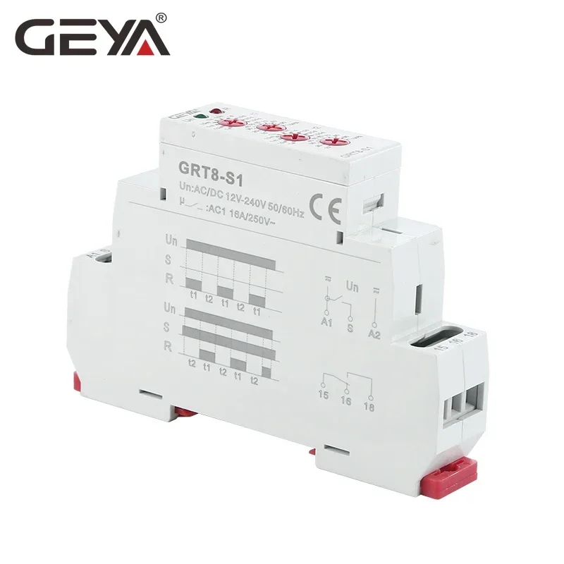 Geya GRT8-S asymmetrisches Zyklus-Timer-Relais spdt 220v 16a ac/DC12V-240V elektronisches Wiederholung relais