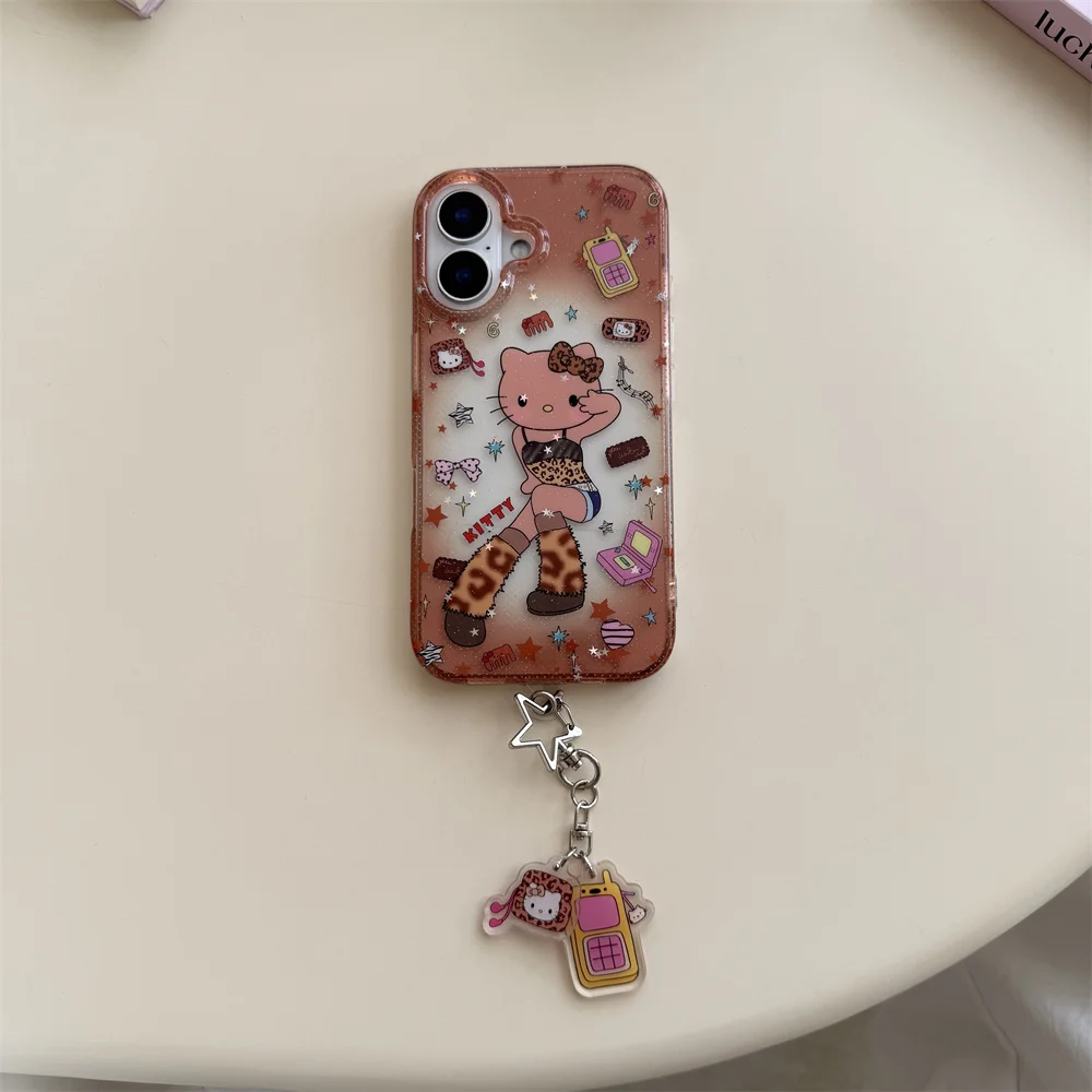 

Funny new Hellokitty cartoon phone case for iPhone 13 14 15 16 Pro Max cover fashionable luxury with charm cute protective case