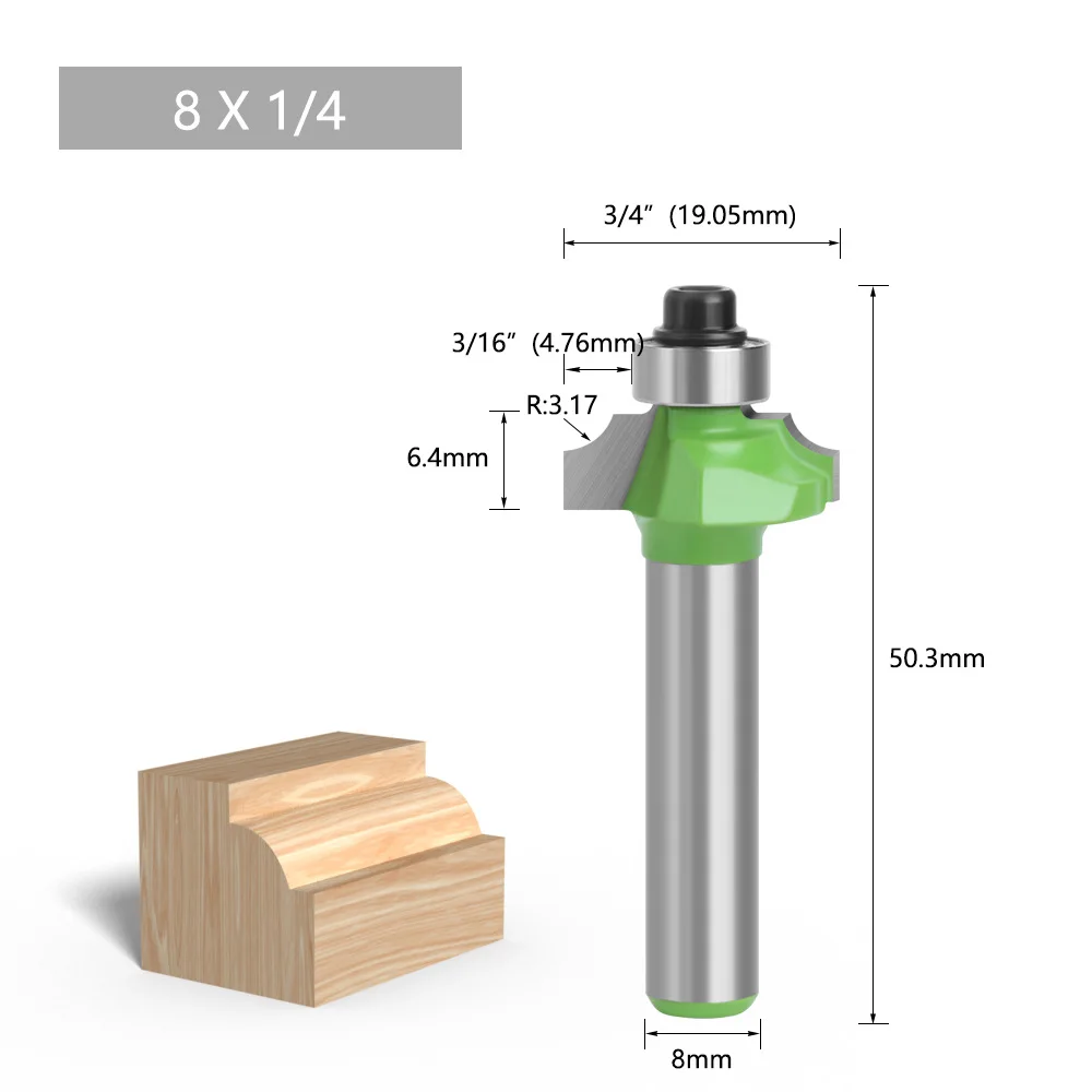 8-handle Bright Green Huxi Thread Cutter Frame Cutter, Three Piece Woodworking Milling Cutter Set