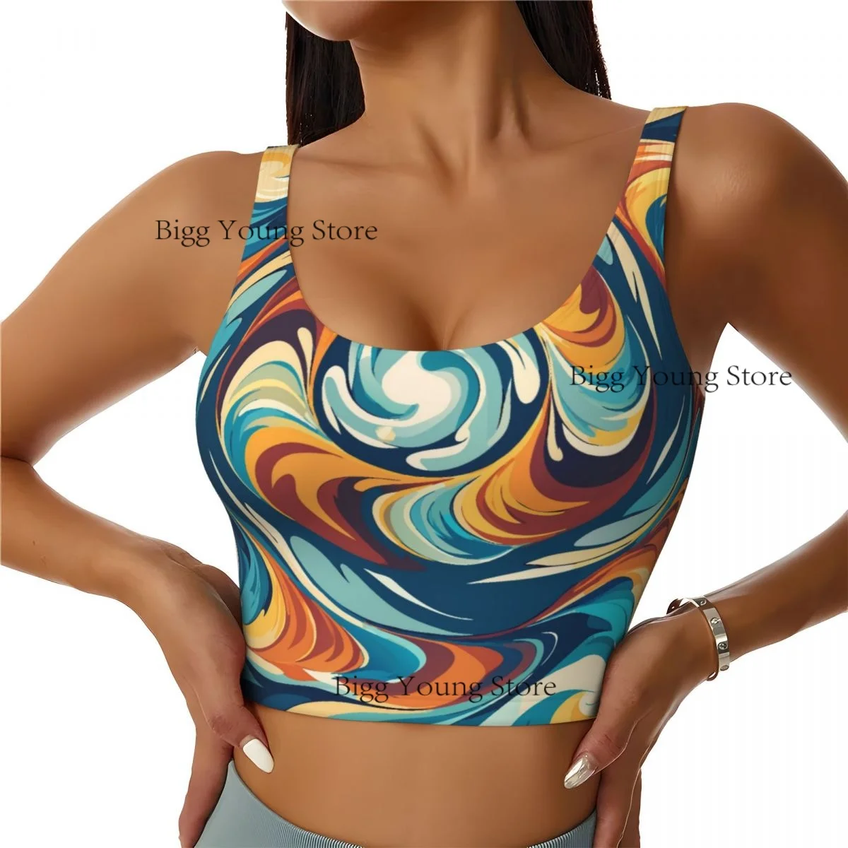 Yoga Vest Women Gym Sports Crop Tops Psychedelic Swirl Streetwear Workout Breathable Tank Top Female
