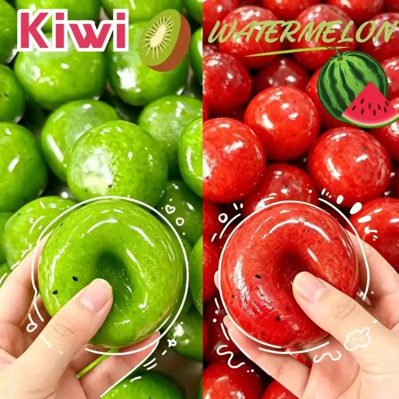 Kiwi & Watermelon Slush Squeeze Ball Squishy Fidget Toy Crunchy Sound Handmade Squishy Ball Realistic Simulation Decompress Toyl