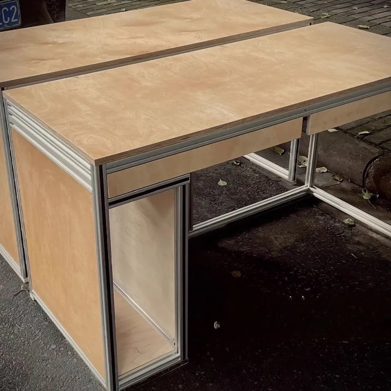 Long Modern Desk Home Work Writing Bedroom Aluminum Profile Computer Solid Wood Student