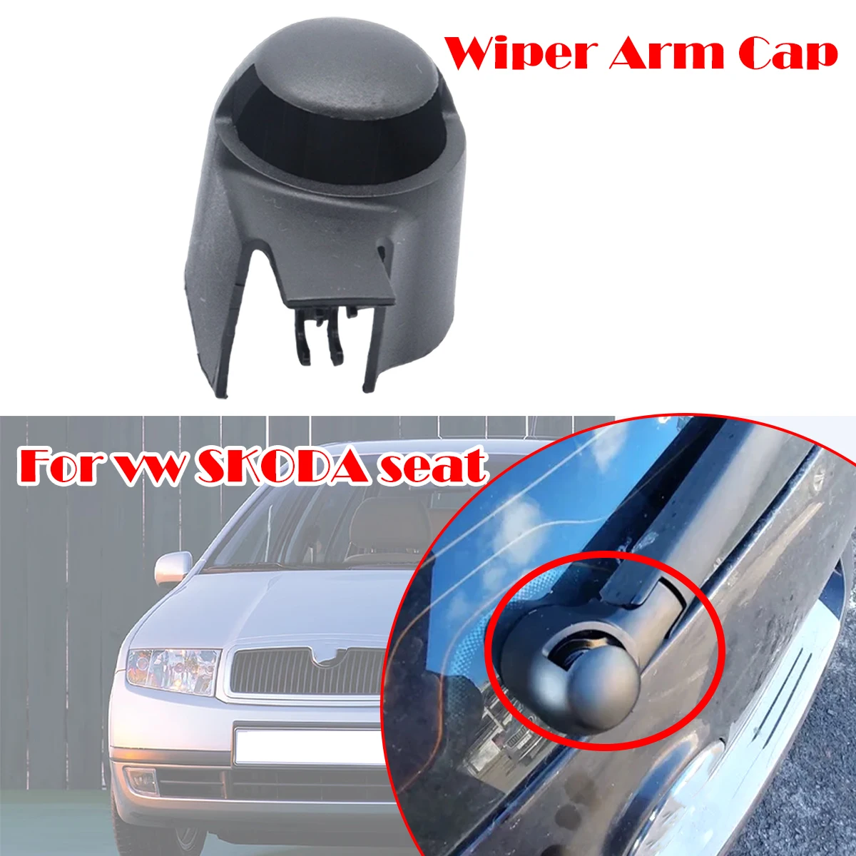 1/2pcs Rear Windshield Wiper Arm Blade Cap Jet Nozzle Washer Rocker Cover For VW Sharan Rabbit 2007 Seat Ibiza Altea Skoda Fabia