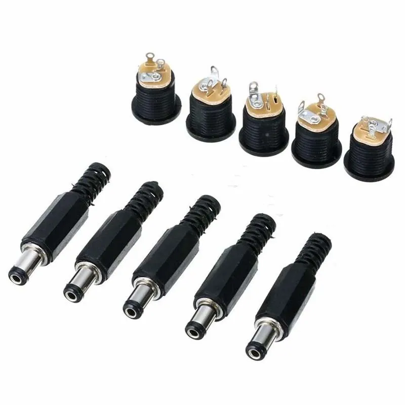 1 Set 10 Pair 12V 3A Male Plug + Female Socket Panel Mount Jack DC Connector Kit