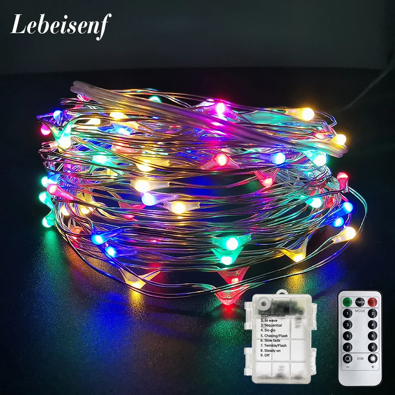 5M 10M LED Fairy Sparkling Garland String Lights Waterproof 8 Modes with Remote Control Christmas New Year outdoor decoration