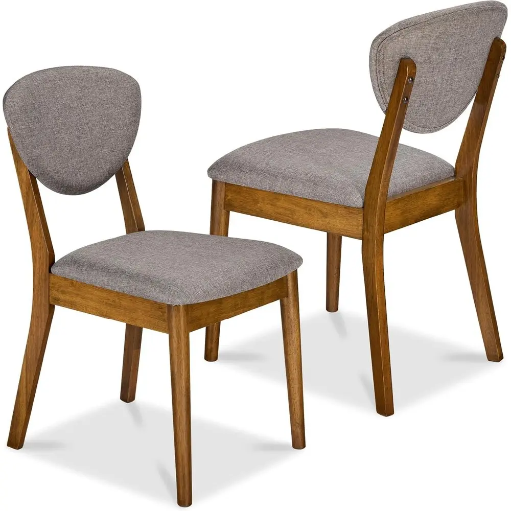 

Комплект из 2 обитых тканью обеденных стульев в стиле Mid-Century Modern, из орехового дерева, с мягким сиденьем и спинкой, средне-серый