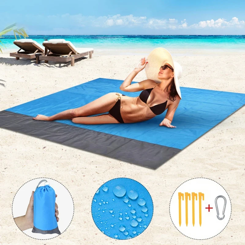 Spring Picnic Mat Waterproof Moisture-proof Mat Outdoor Folding Beach Mat Camping Folding Portable Gingham Pocket Beach Mat